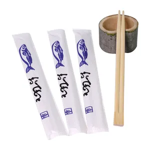 Bulk disposable wooden bamboo chop sticks with customizing chopstick sleeves