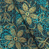 Pagne en pierre dorée vert paon imprimé à la cire Pagne Ankara Tissu Africain pagne Hollan Design Capulana Calico orné de strass