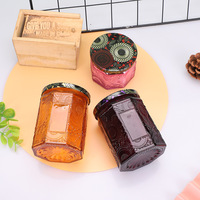 Stoples Lilin Mewah Segi Enam Unik Mewah 4Oz 8 Oz Stoples Lilin Kaca Kosong Heksagonal