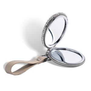 Portable Fashion Bling Bling Women PU <b>Leather</b> Compact Pocket <b>Mirror</b> With Keychain <b>Leather</b> <b>Strap</b> - Product Image 5