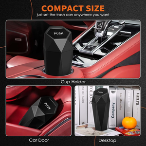 Mini poubelle de voiture avec couvercle, organiseur de voiture en ABS, rangement de déchets, mini poubelle portable en forme de diamant pour SUV, camion, OEM, ODM - Product Image 6