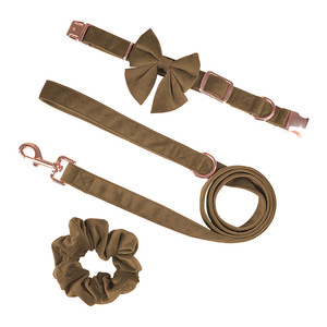 Lüks kadife köpek tasması ile gül altın <span class=keywords><strong>Metal</strong></span> toka köpek tasması ile Sailor papyon köpek kurşun - Product Image 3