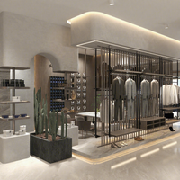 Étagère de présentation de haute qualité pour magasin, avec éclairage LED, pour vêtements, personnalisable, écologique, pour sol/plafond, usage commercial