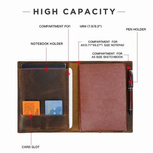 Genuine Leather A5 <b>Notebook</b> Cover with Pen Holder Modern Design Embossed Compatible Pad <b>Mini</b> Multi-Functional Protective Case - Product Image 4