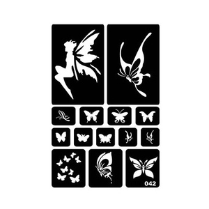 Stencil Temporanei Riutilizzabili per Tatuaggi su Viso e Corpo, per Pitture Glitterate, Matrimoni, Feste di Compleanno, Concerti, Modelli per Tatuaggi HH - Product Image 1