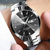 Montres à Quartz Fngeen 5808, Montre-Bracelet de Luxe Étanche Tendance Affaires en Acier Inoxydable, Cadeaux pour Couples Sportifs