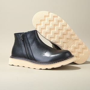 Bottes en cuir décontractées pour hommes, style actuel, avec fermeture éclair, semelle épaisse, haute qualité, bottes courtes d'extérieur pour hommes, bottes tendance et confortables - Product Image 4