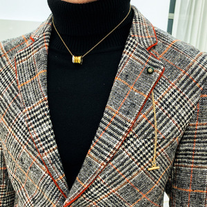 <span class=keywords><strong>Blazer</strong></span> <span class=keywords><strong>Homme</strong></span> Coupe Slim de Mode pour Affaires, Veste à <span class=keywords><strong>Carreaux</strong></span> Décontractée - Product Image 4