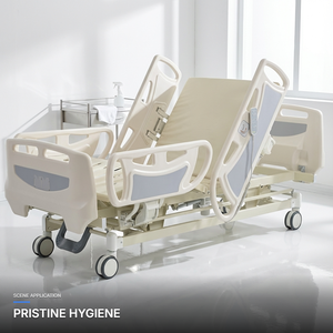 Lit d'<span class=keywords><strong>urgence</strong></span> pour soins intensifs à cinq fonctions avec barreaux latéraux en ABS de haute qualité, contrôle infirmier, réalisation de RCP, patient paralysé - Product Image 1