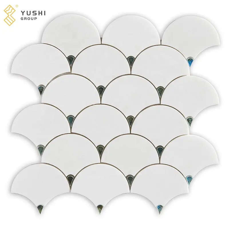 Yushi Group best design Mosaic Marble Crystal White+Glass for interior wall decoration