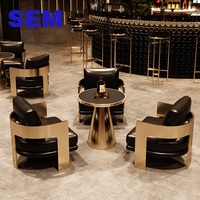 Table de bar/restaurant en acier inoxydable SEM, plateau en pierre frittée durable, anti-traces de doigts, pour hôtel, bar, café, restaurant