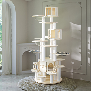 Arbre à chat avec structure en bois véritable, grande maison <span class=keywords><strong>pour</strong></span> chats de grande taille, structure d'escalade multi-niveaux <span class=keywords><strong>pour</strong></span> chats - Product Image 1