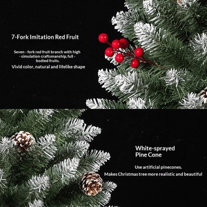 White frosted pointed pinecone with red fruit christmas <b>tree</b> for hotel mall festive decoration layout - Product Image 4