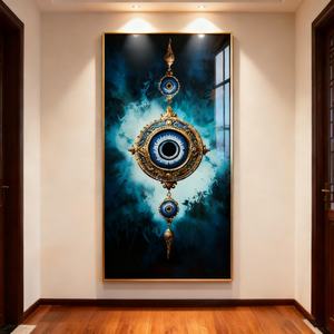 Décoration murale personnalisée pour la maison, impression HD, paysage abstrait islamique, entrée, salon, peinture en porcelaine à LED avec cristaux - Product Image 1