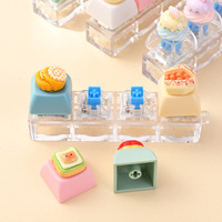 Custom Kawaii 4 Keys Cute 3D Food Dessert Keycap Mechanical Switch Clicker Clear Base Stress Relief Keyboard Fidget Keychain Toy