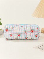 Tas penyimpan kuas kosmetik Mini, tempat pensil portabel bunga kecil, portabel, dengan logo kustom