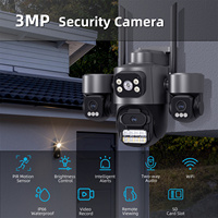 Caméra de sécurité extérieure ICSEE à triple objectif 3MP avec vision nocturne, étanche IP66, sans fil PTZ et port Ethernet filaire RJ-45