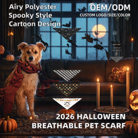 Écharpe pour chien en polyester imprimée de dessins animés d'Halloween, lavable et respirante, bavoir triangulaire festif pour animaux de compagnie, pour chiens et chats