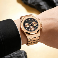 Montre-bracelet imposante pour homme, étanche 30m, bracelet en acier, cadran lumineux, idéale pour les occasions formelles