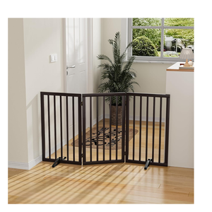 Oil Stain (Black) Solid FSC Acacia Modern Small <b>Pets</b> No Pawblems Free Standing Short Dog <b>Gate</b> 3 panels <b>Pet</b> <b>Gate</b> - Product Image 6
