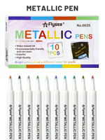 Ensemble de stylos marqueurs permanents à base d'eau pour enfants, 10 couleurs, effet pailleté métallique, stylos de couleur pour kit de marqueurs artistiques