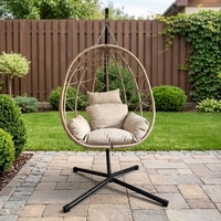 Hamac suspendu gonflable moderne en rotin PE avec support métallique, capacité 350 lbs, pour jardin et parc extérieur