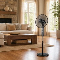 Ventilateur de sol de 16 pouces, 5 pales, fonctionnement silencieux, débit d'air élevé, adapté aux dortoirs, bureaux, télécommande, fonction minuterie