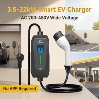 Chargeur EV portable avec écran de 2,4 pouces, 3 prises, bouton de réglage du courant/du minuterie, Type 2, TPU, IP65, CE/TUV/UKCA, chargeur EV portable 7 kW