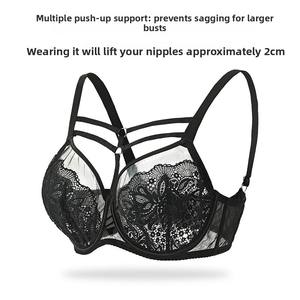Soutien-gorge d'été grande taille respirant à motif floral gothique avec maintien pour <span class=keywords><strong>poitrine</strong></span> généreuse et dentelle ultra-fine pour femme - Product Image 2