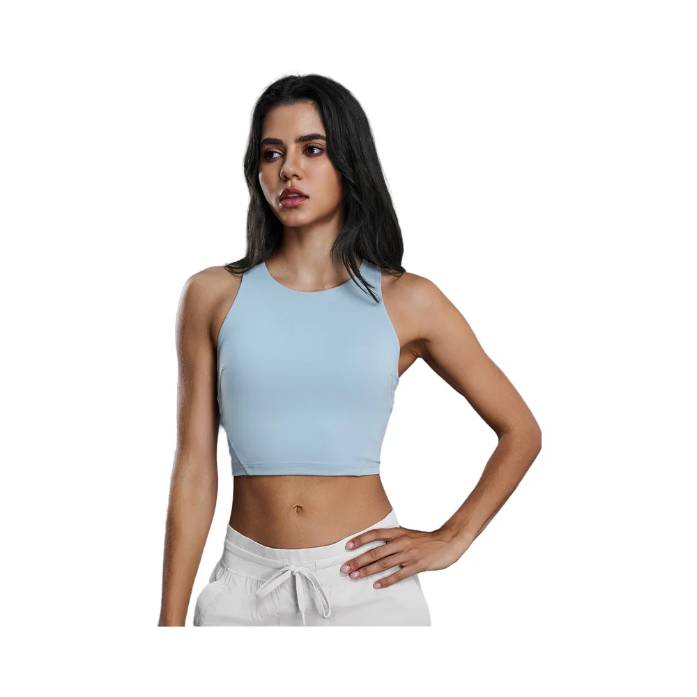 Women Racerback Crop Tank Top Sleeveless Ribbed Slim Fit Sports Bra Built In Bra Yoga Fitness Workout Camisole Wholesale
