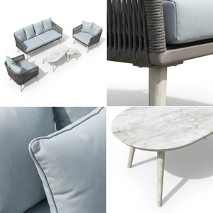 Conjunto de Sofás de Exterior de Aluminio Modernos Ourtyard Casual Spring Valley, Cojines Duraderos y Cómodos, Muebles de Exterior para 5 Personas - Product Image 6