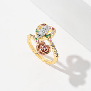 แหวนเพชรสวิสชุบทองสำหรับผู้หญิงชุดศาสนาปรับควา<span class=keywords><strong>ม</strong></span>รักตลอดกาล - Product Image 4