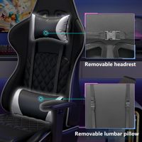 Chaise de jeu ergonomique de haute qualité en cuir noir avec dossier et siège inclinables, réglable en hauteur et pivotante