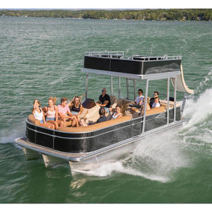 Barco pontón de dos pisos certificado CE de 25 pies, Tobogán de agua, Color personalizable para entretenimiento en el océano, ocio, fueraborda de aluminio - Product Image 3