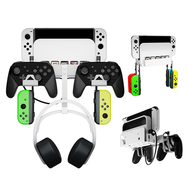 Accessories with 5 Game Card Holders with USB Cable Metal Wall Mount for Nintendo Switch and Switch OLED