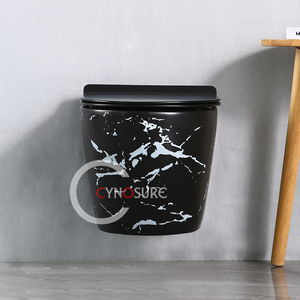 Vente en gros de toilettes murales modernes en marbre noir de haute qualité avec siphon en P - Product Image 4