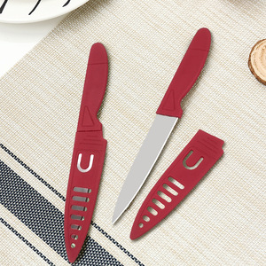 Stainless Steel Portable Red Fruit Knife With Sheath Multi Purpose Kitchen Knife Blade Length Up To 3.9in Matte Finish - Product Image 3