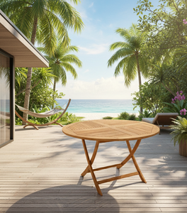 Table à manger ovale extensible moderne, fabriquée en teck de qualité supérieure, durable et pliable pour la terrasse, le jardin, la villa, le restaurant - Product Image 4