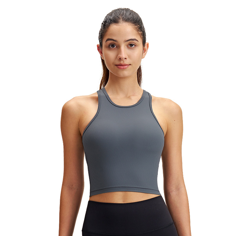 2-in-1 High-Intensity Gym Fitness Yoga Wear Removable Padded Ribbed Spandex Short Length Breathable with Shock Absorbing Feature