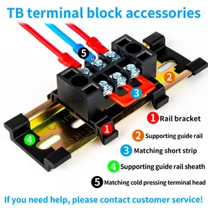 TB Series Black Double Row Fixed Fence Screw Terminal 2505 Terminal Brass Conductor 25A 5P 600V Terminal Block