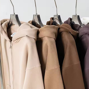 Sudadera con Capucha de Diseño, 500 Gsm, Algodón Grueso, Cierre de Cremallera, Corte Holgado, 100% Algodón, Cuello con Capucha, Estampado Invernal, Corte y Costura a la Moda - Product Image 1
