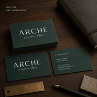 Carte de visite de luxe minimaliste avec logo gaufré, tons terreux, papier spécial épais, impression personnalisée, coordonnées, carte de visite pour agence
