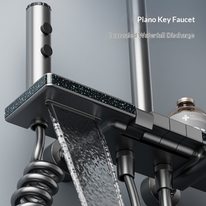 Ensemble de douche mural moderne à affichage numérique, <span class=keywords><strong>thermostat</strong></span> intelligent, lumière <span class=keywords><strong>d</strong></span>'<span class=keywords><strong>ambiance</strong></span> LED, en laiton, <span class=keywords><strong>prix</strong></span> de gros - Product Image 3