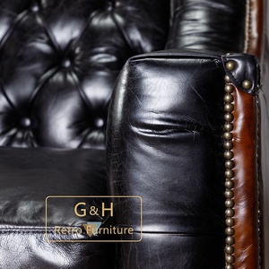 Meubles Style Ferme Américaine Longs Vintage Cuir Chesterfield Fauteuil Cuir <span class=keywords><strong>Club</strong></span> - Product Image 5