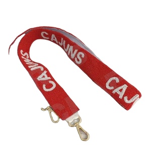 Sangle de sac brodée et perlée faite à la main par les Cajuns, personnalisée, en perles de rocaille blanches et dorées, pour sacs de soirée - Product Image 1