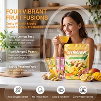 Poudre de boisson instantanée au gingembre OEM ODM, saveurs de fruits mélangés (Mangue, Citron, Pêche, Fruit de la Passion), Fabricant en gros sous marque privée