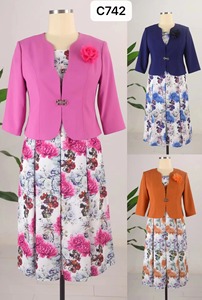 Robe de princesse décontractée à boutons et motifs floraux orange pour femmes grandes tailles, 100 % polyester respirant, longueur genou, tenue d'église - Product Image 3
