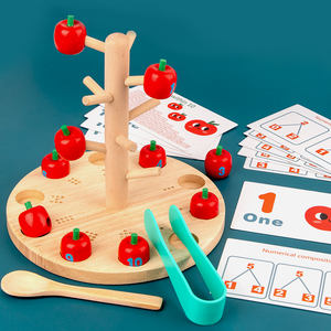 Giocattoli educativi in legno classici di alta qualità all'ingrosso creativi giochi di albero per la raccolta delle mele nuovo strumento di matematica per bambini - Product Image 2