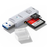 Adaptador de lector de tarjetas de memoria TF SD para PC, portátiles, lector de tarjetas de plástico ABS de alta velocidad USB2.0 2 en 1 Usb3.0, lector de tarjetas TF SD
