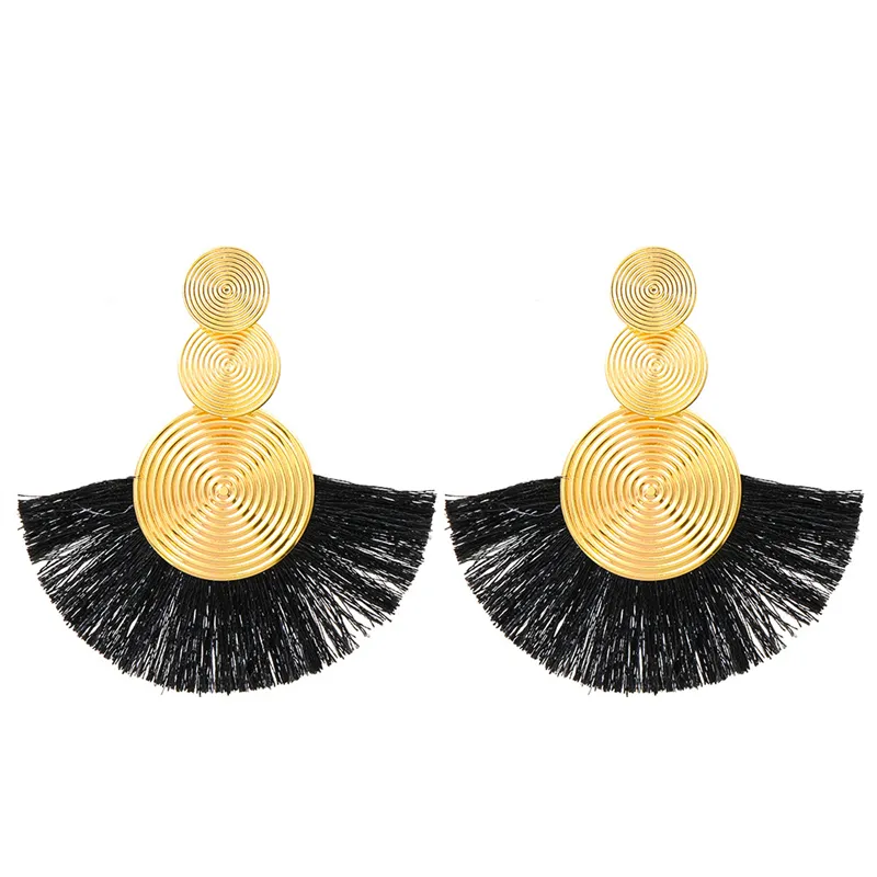 Fashionable Retro Tempered Tassel Earrings New Style Colorful Jewelry for Women Children Mainly Copper Material